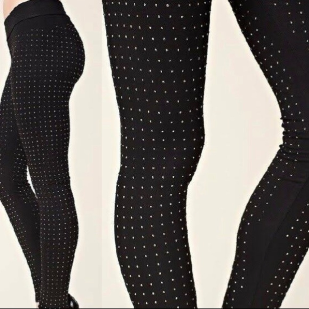 Vocal Rhinestone Black Leggings